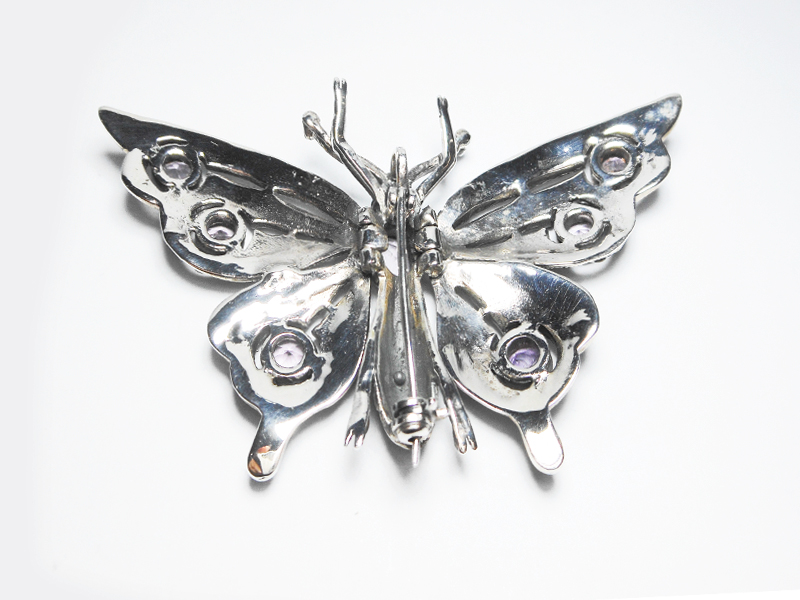 Movable Butterfly Pendant, Amethyst Brooch | Sup Silver - Image 11