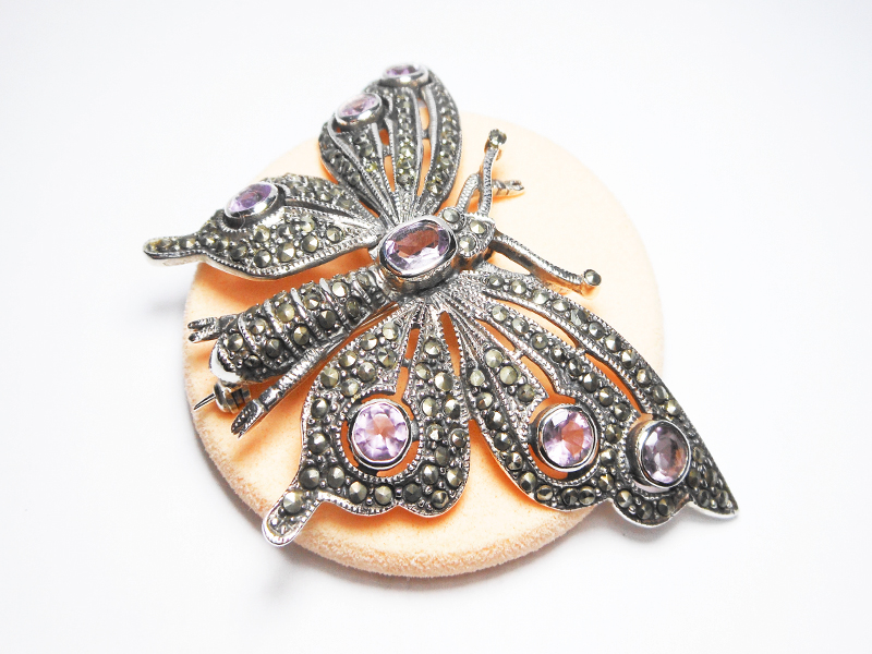 Movable Butterfly Pendant, Amethyst Brooch | Sup Silver - Image 3