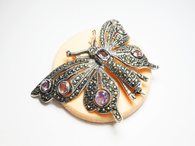 Movable Butterfly Pendant, Amethyst Brooch | Sup Silver - Image 4
