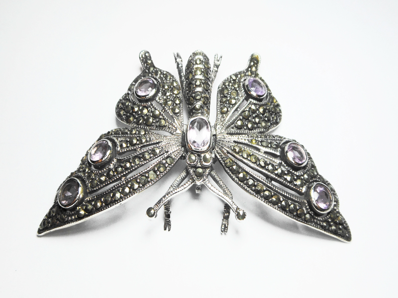 Movable Butterfly Pendant, Amethyst Brooch | Sup Silver - Image 6