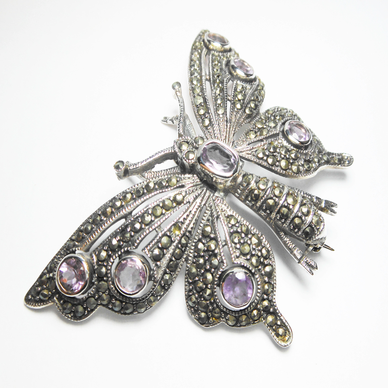 Movable Butterfly Pendant, Amethyst Brooch | Sup Silver - Image 7