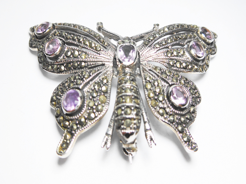 Movable Butterfly Pendant, Amethyst Brooch | Sup Silver