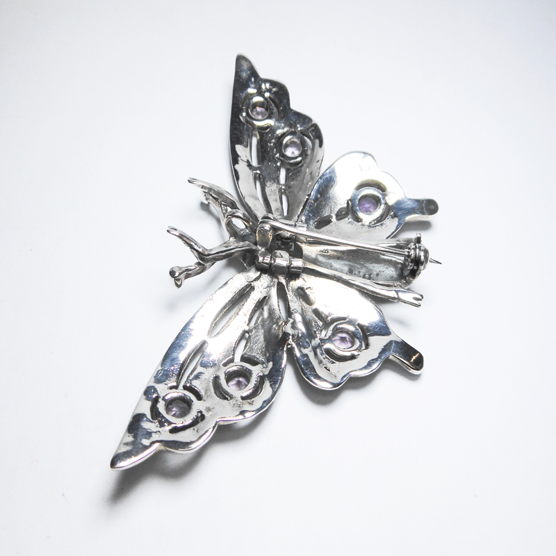 Movable Butterfly Pendant, Amethyst Brooch | Sup Silver - Image 10