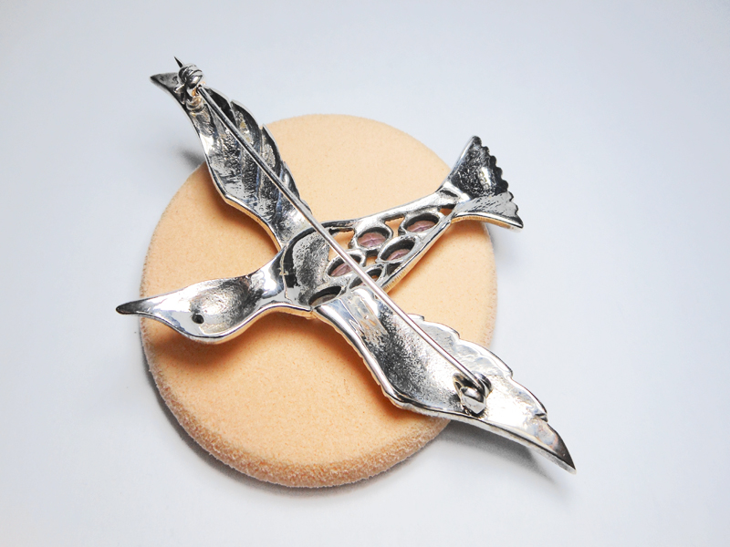 Sup Silver Marcasite Bird Brooch 925 Sterling Silver, Handmade Amethyst Pin For Holiday Gifts - Image 3