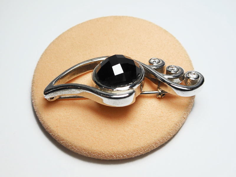 Sup Silver Black Onyx Brooch 925 Sterling Silver, Handmade Jewelry Gifts For Her - Image 3