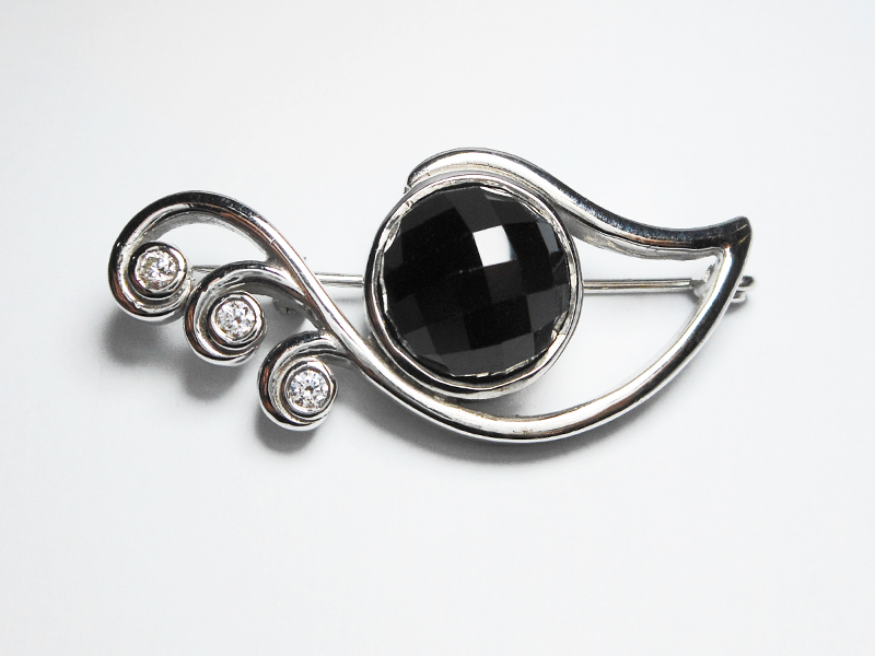 Sup Silver Black Onyx Brooch 925 Sterling Silver, Handmade Jewelry Gifts For Her - Image 4