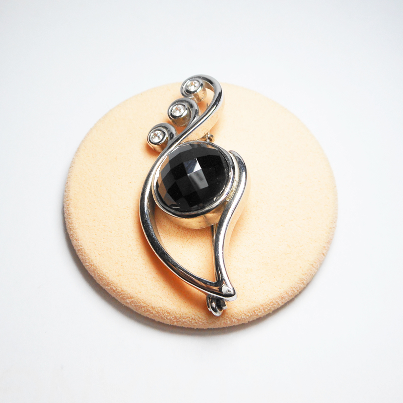 Sup Silver Black Onyx Brooch 925 Sterling Silver, Handmade Jewelry Gifts For Her - Image 5