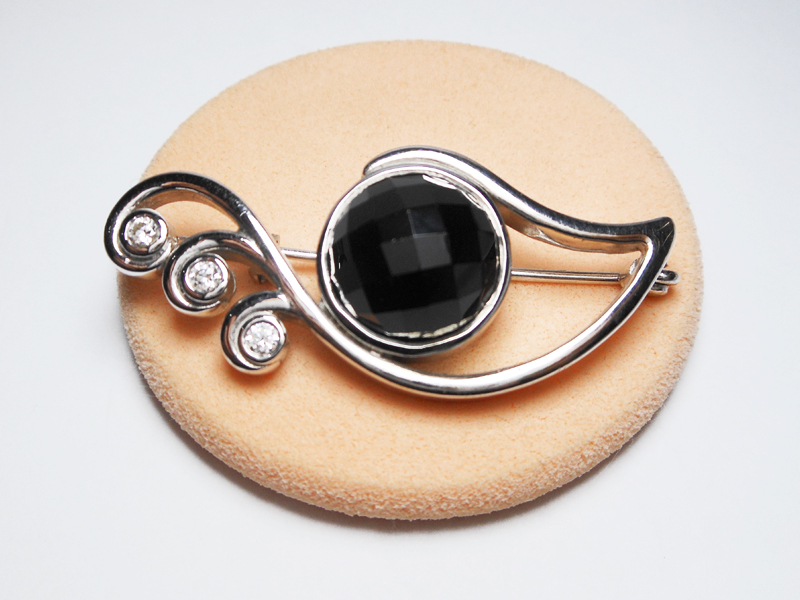 Sup Silver Black Onyx Brooch 925 Sterling Silver, Handmade Jewelry Gifts For Her - Image 7