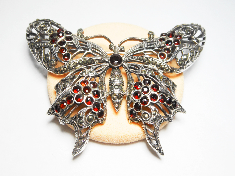 Garnet Butterfly Brooch, Large Silver Pendant | Sup Silver - Image 2