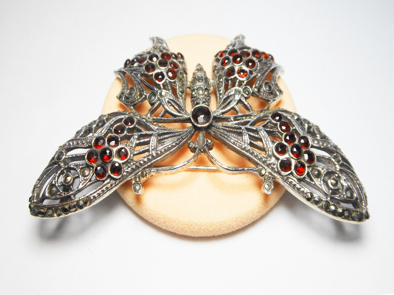 Garnet Butterfly Brooch, Large Silver Pendant | Sup Silver - Image 3