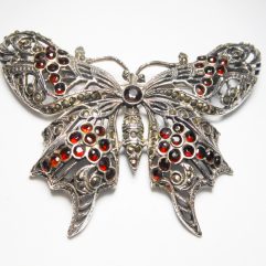 Garnet Butterfly Brooch, Large Silver Pendant | Sup Silver