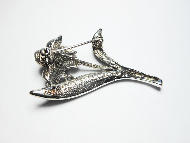 Sup Silver White Moonstone & Marcasite Lily Brooch 925 Sterling Silver, Handmade Flora Pin Jewelry Gifts - Image 7