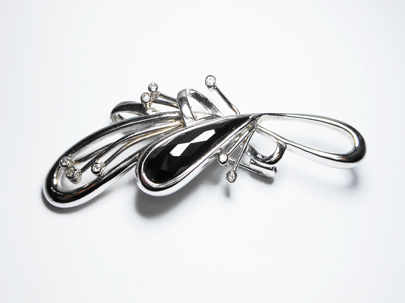 925 Silver Onyx Brooch, Black Floral Pendant | Sup Silver - Image 3