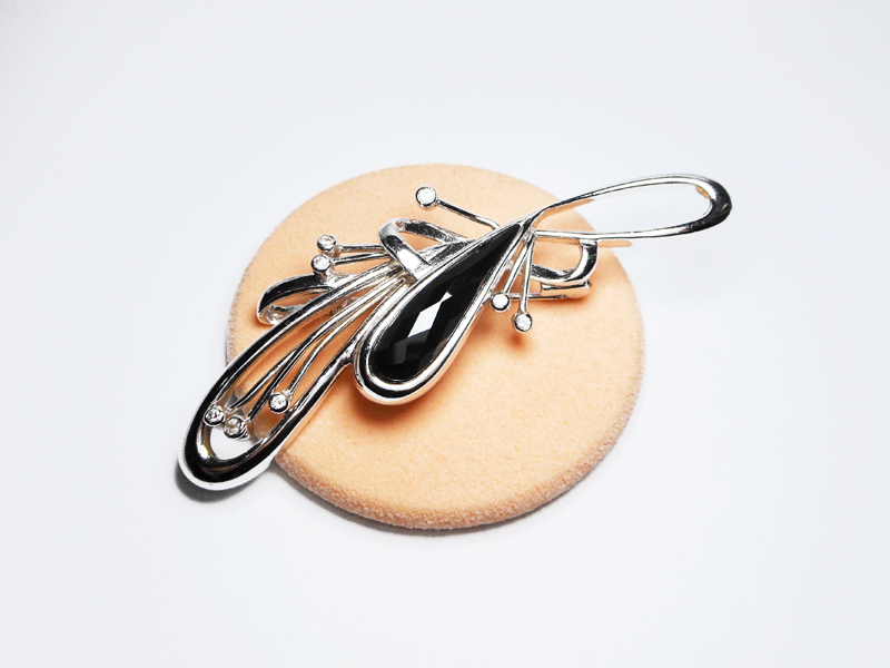 925 Silver Onyx Brooch, Black Floral Pendant | Sup Silver - Image 6