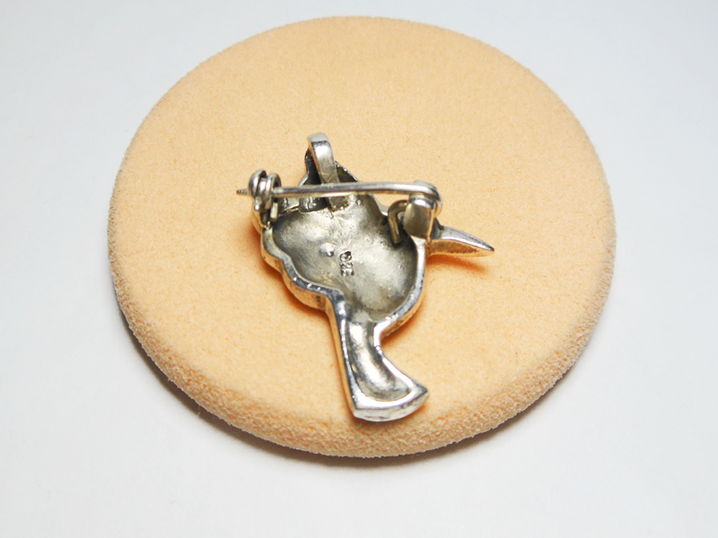 Sup Silver Marcasite Hummingbird Brooch 925 Sterling Silver, Handmade Bird Pendant Jewelry Gifts - Image 9