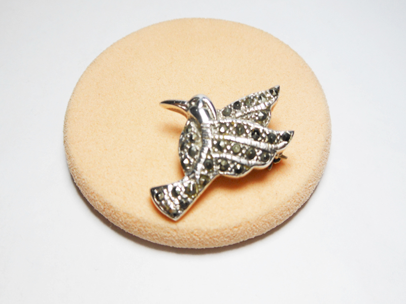 Sup Silver Marcasite Hummingbird Brooch 925 Sterling Silver, Handmade Bird Pendant Jewelry Gifts - Image 10