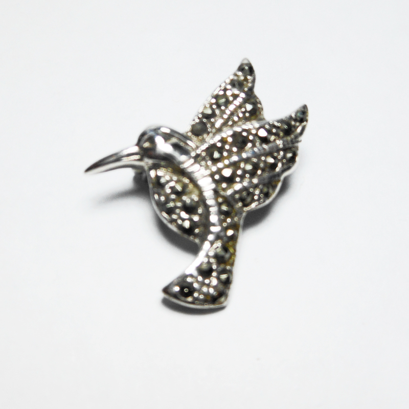 Sup Silver Marcasite Hummingbird Brooch 925 Sterling Silver, Handmade Bird Pendant Jewelry Gifts - Image 16