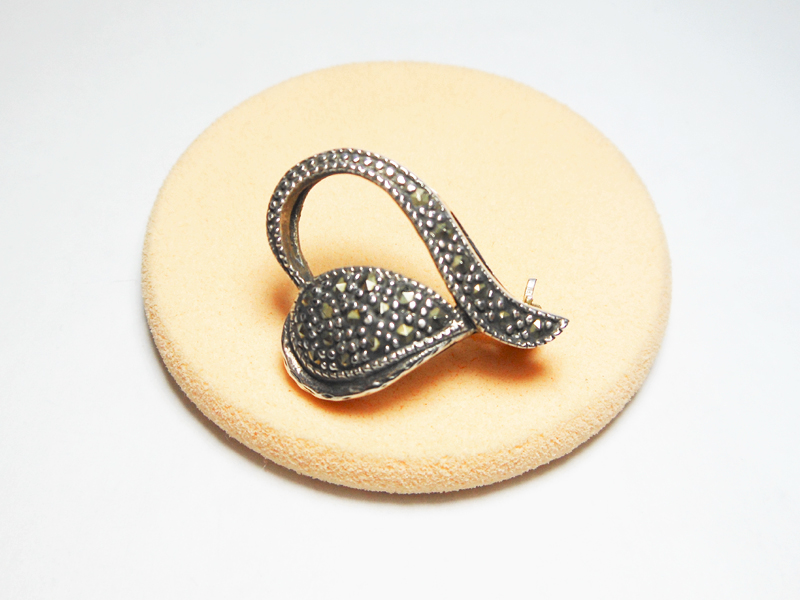 Sup Silver Marcarsite Heart Brooch 925 Sterling Silver, Handmade Valentine's Gifts For Her - Image 4