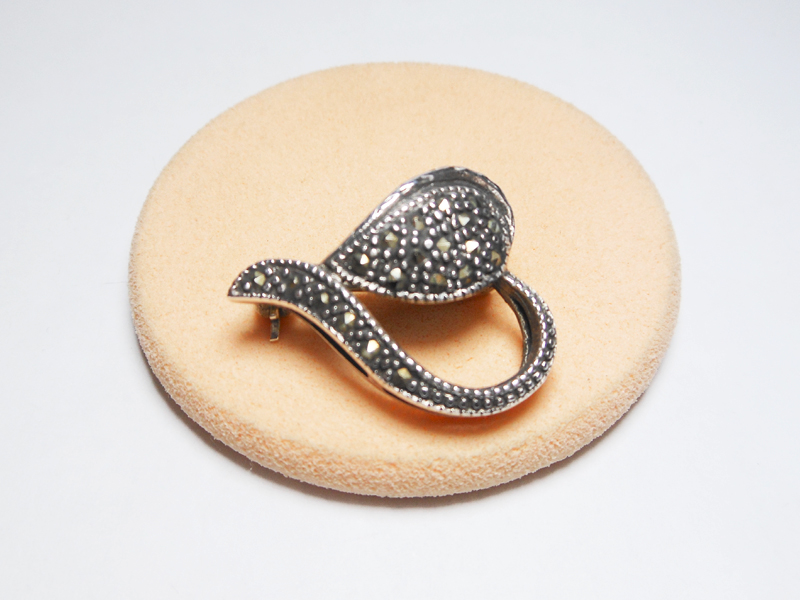 Sup Silver Marcarsite Heart Brooch 925 Sterling Silver, Handmade Valentine's Gifts For Her - Image 5