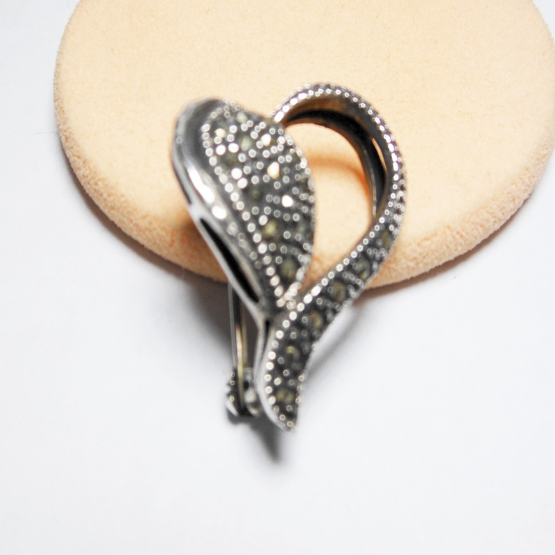 Sup Silver Marcarsite Heart Brooch 925 Sterling Silver, Handmade Valentine's Gifts For Her - Image 6