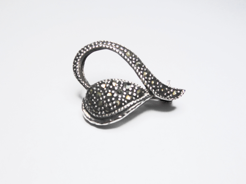 Sup Silver Marcarsite Heart Brooch 925 Sterling Silver, Handmade Valentine's Gifts For Her - Image 8