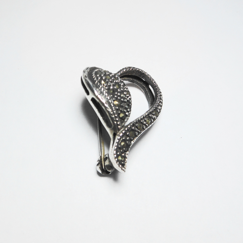 Sup Silver Marcarsite Heart Brooch 925 Sterling Silver, Handmade Valentine's Gifts For Her - Image 10