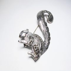 Sup Silver Marcasite Squirrel Brooch 925 Sterling Silver, Handmade Unisex Animal Silver Pin