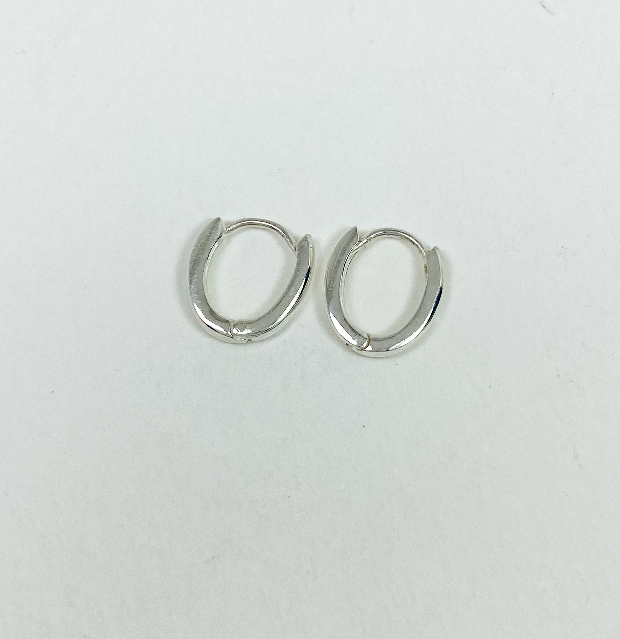 Oval Huggie Earrings – 925 Sterling Silver 2mm Wide Unisex Handmade Hoops - Image 10
