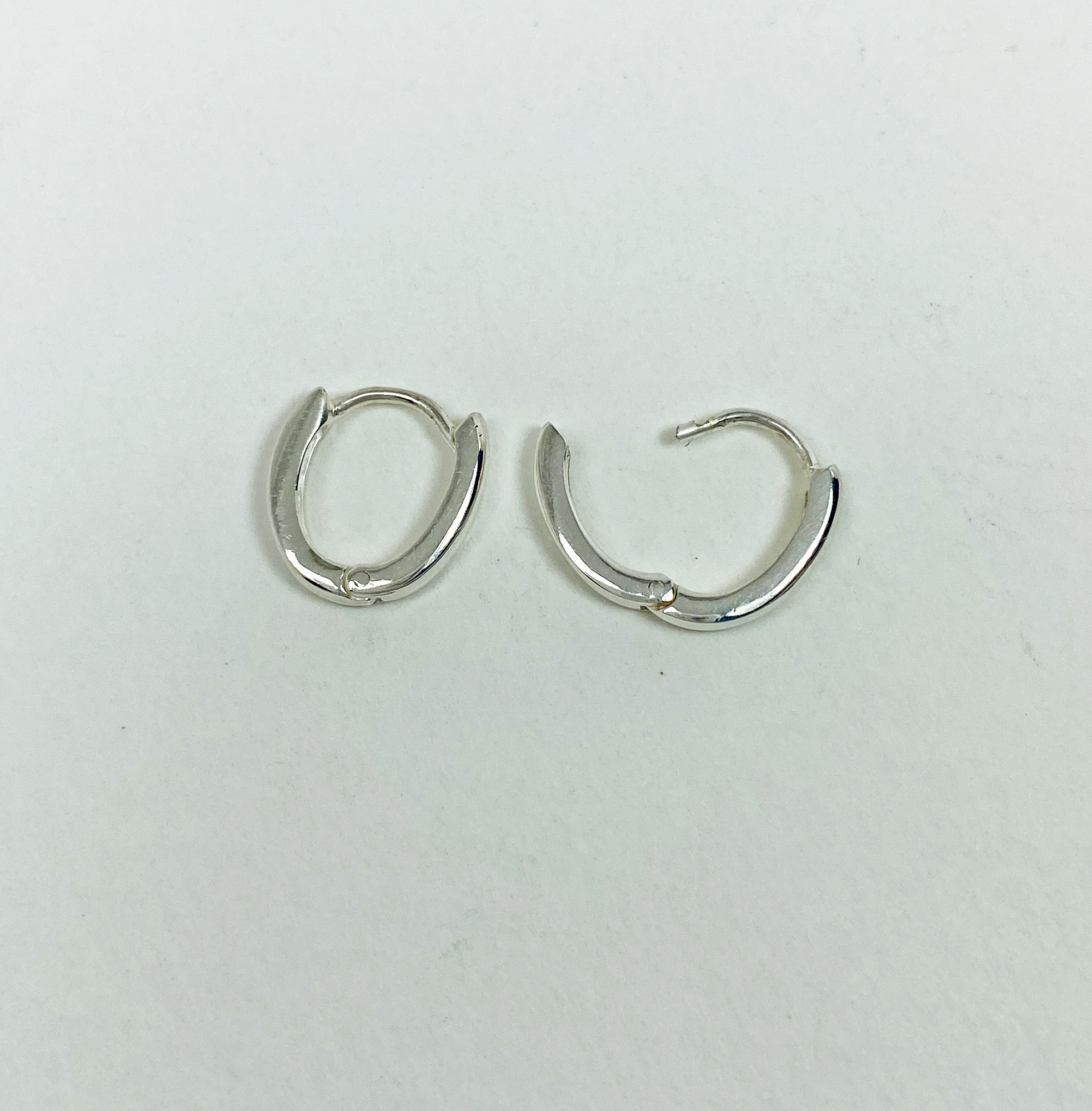 Oval Huggie Earrings – 925 Sterling Silver 2mm Wide Unisex Handmade Hoops - Image 11