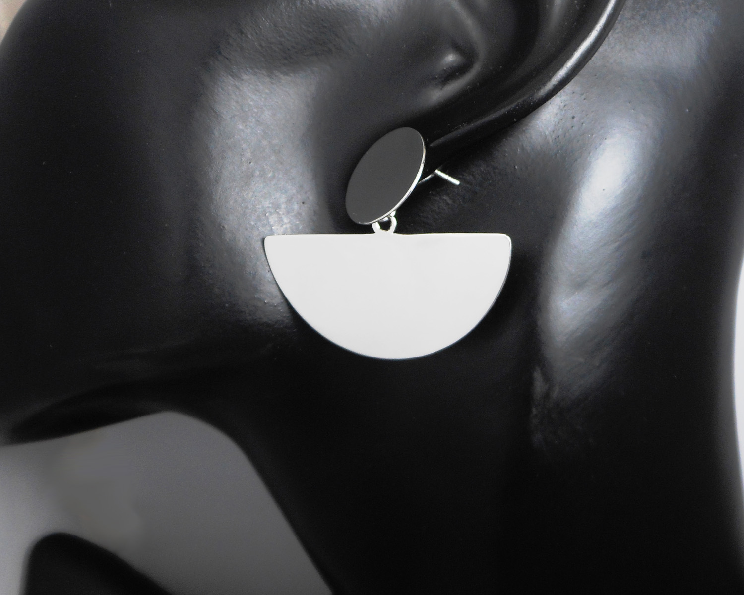 925 Sterling Silver Fan Dangle Stud Earrings – Geometric Half-Circle Jewelry - Image 2
