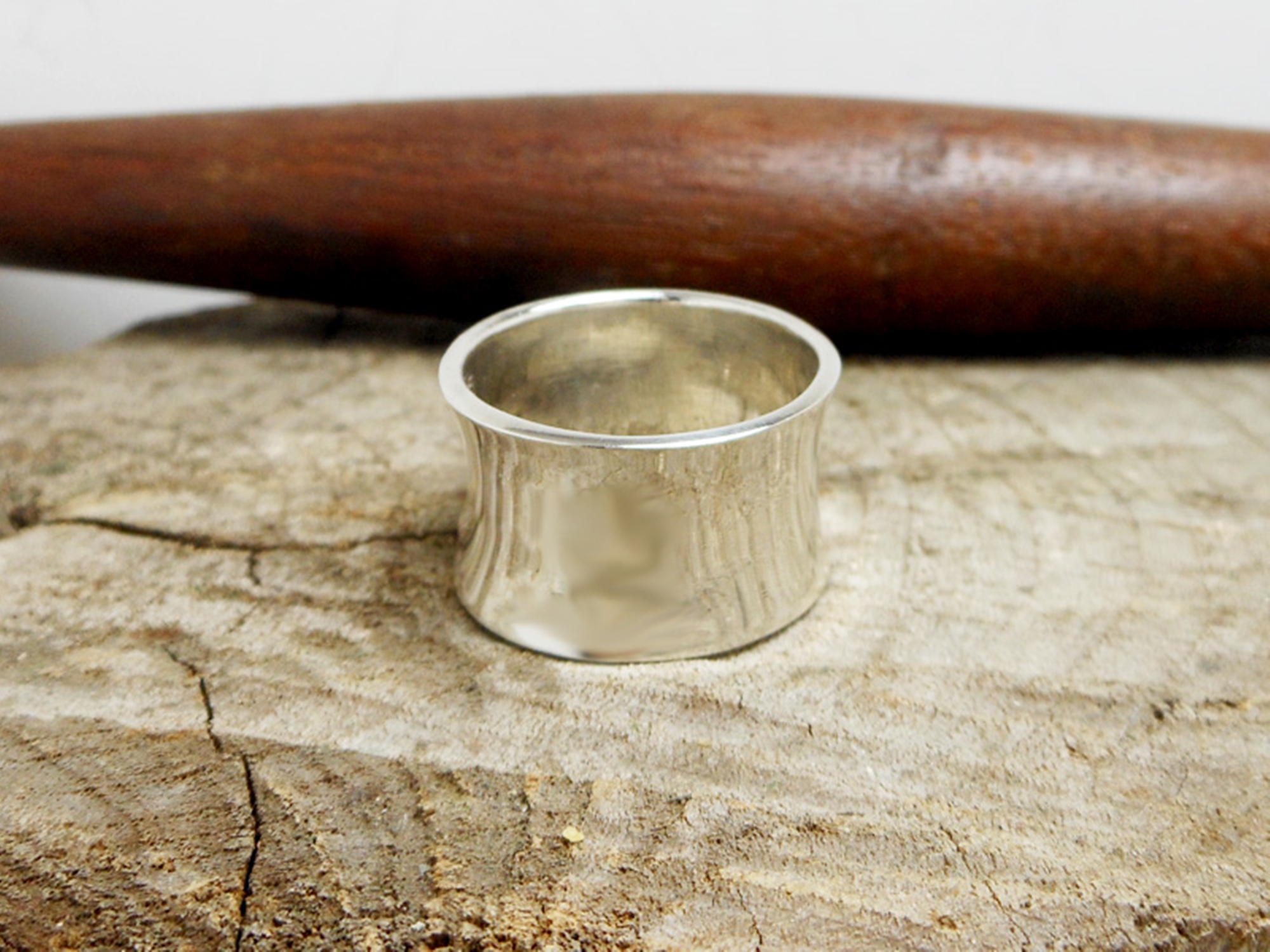 Solid Wide Concave Band Ring – Handmade 925 Sterling Silver Statement Jewelry - Image 2