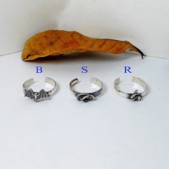 Sup Silver Bat, Rabbit, Slipper Textured Wrap Ring 925 Sterling Silver, Handmade Unisex Adjustable Flat Band Ring
