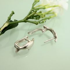 Dolphin Huggie Hoop Earrings – 925 Sterling Silver Handmade Minimalist Jewelry