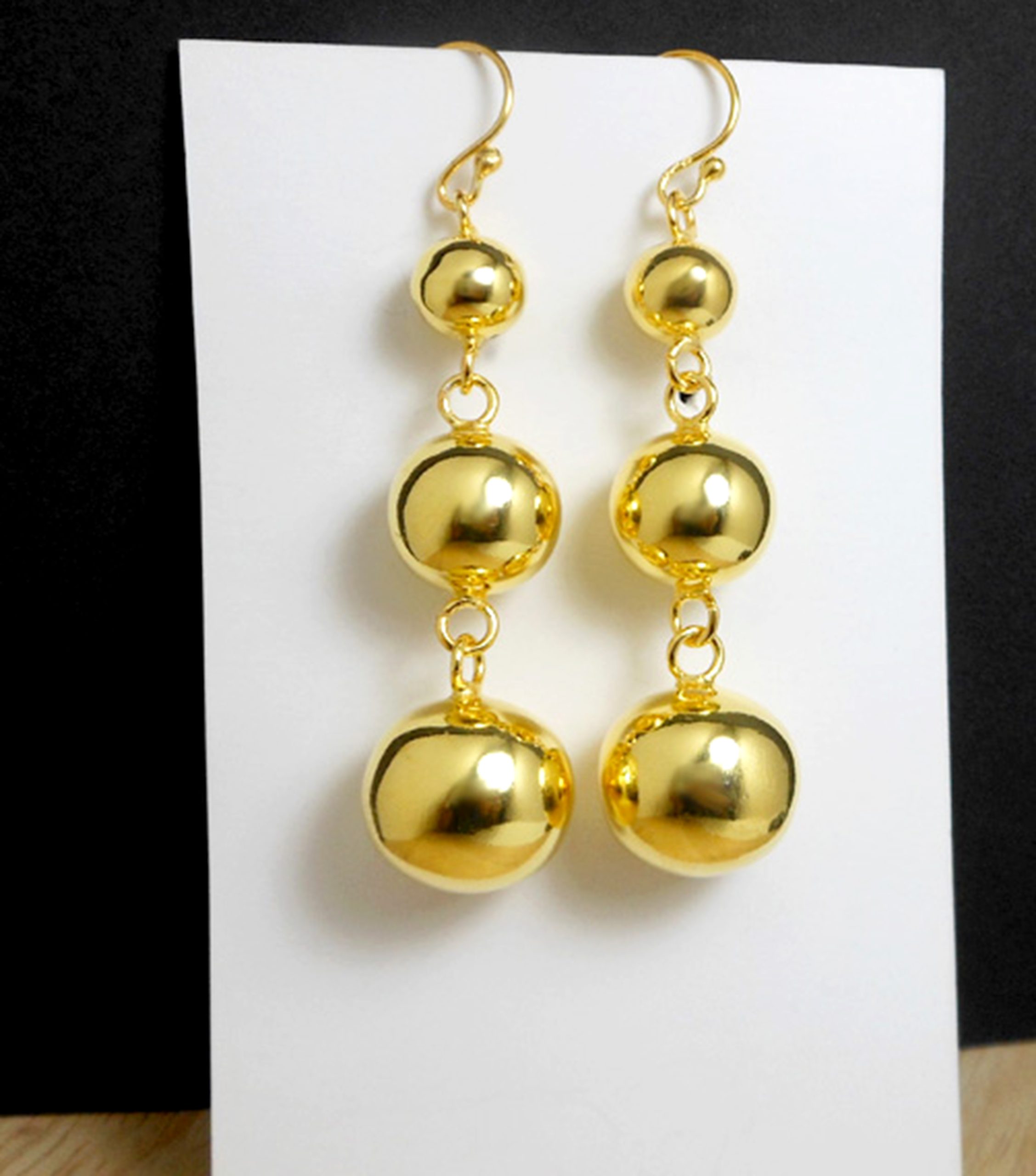 Triple Ball Dangle Earrings – 925 Sterling Silver Tapered Drop Earrings | Sup Silver - Image 3
