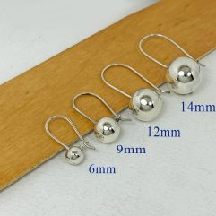 Sup Silver Puffy Ball Kidney Wire Earrings 925 Sterling Silver, Handmade Womens Ball Hoops
