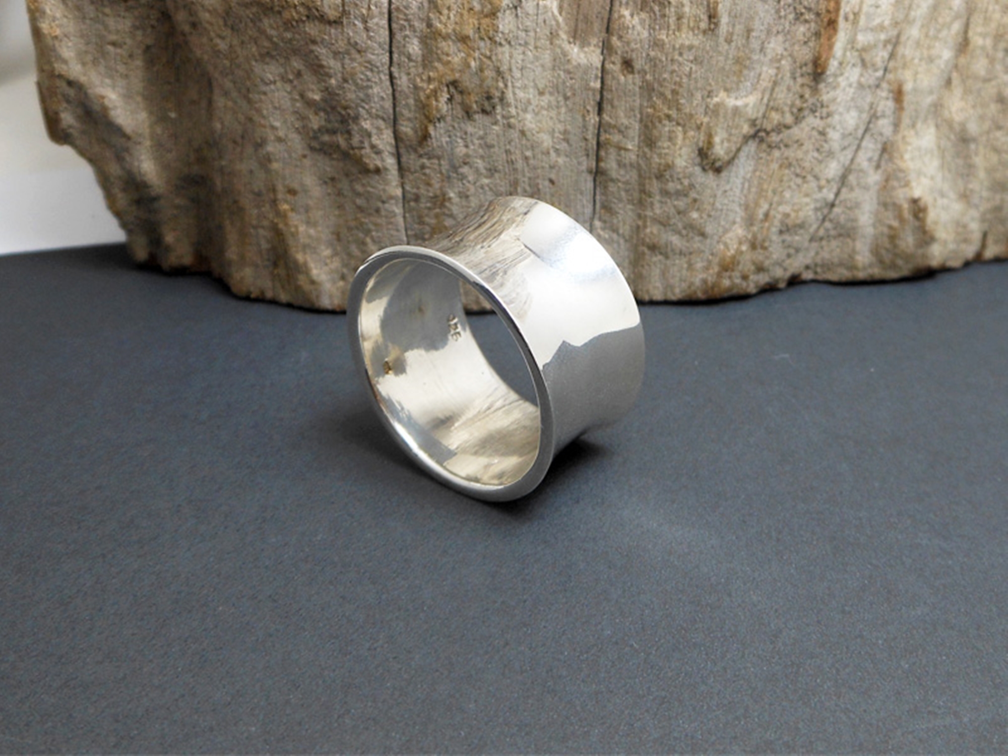 Solid Wide Concave Band Ring – Handmade 925 Sterling Silver Statement Jewelry - Image 3