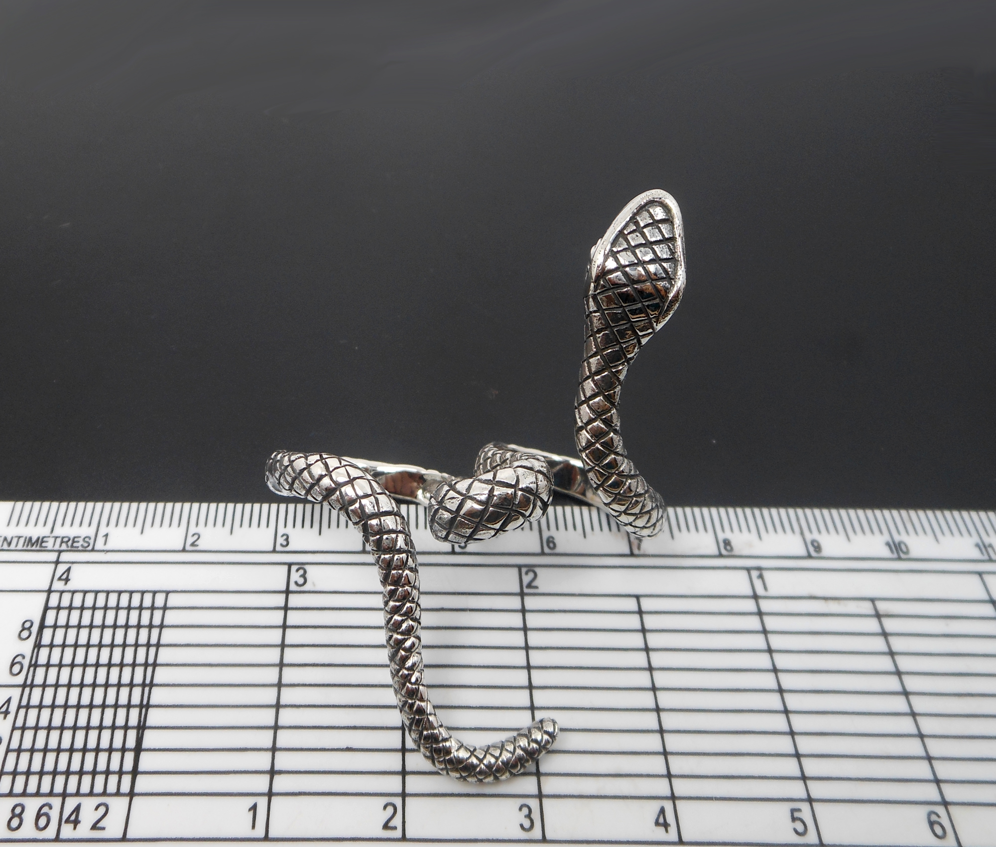 Snake Textured Wrap Double Ring – 925 Sterling Silver Adjustable Unisex Jewelry - Image 3