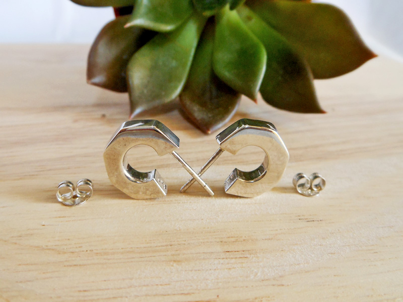 Handmade 925 Sterling Silver Puffied Pentagon Hoop Earrings – Small Geometric Jewelry - Image 7