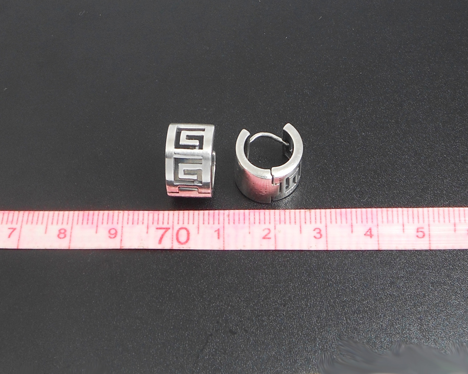 Greek Key Hoop Earrings – 925 Sterling Silver 2-in-1 Handmade Huggie Hoop - Image 4