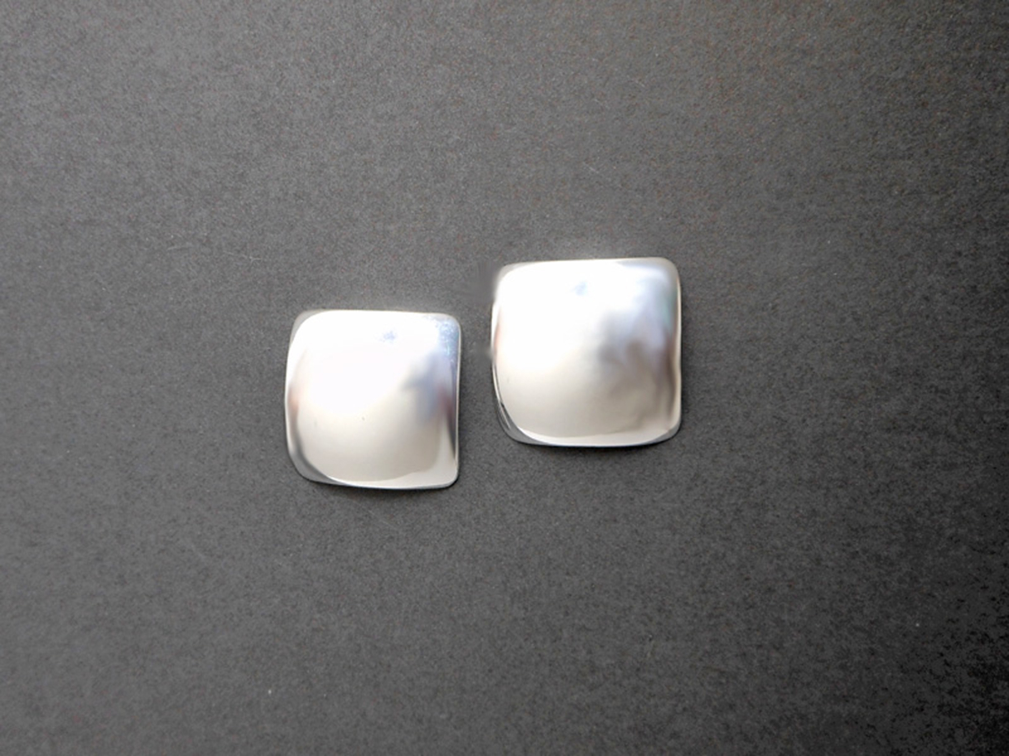 925 Sterling Silver Dome Square Stud Earrings – Handmade Geometric Jewelry - Image 4