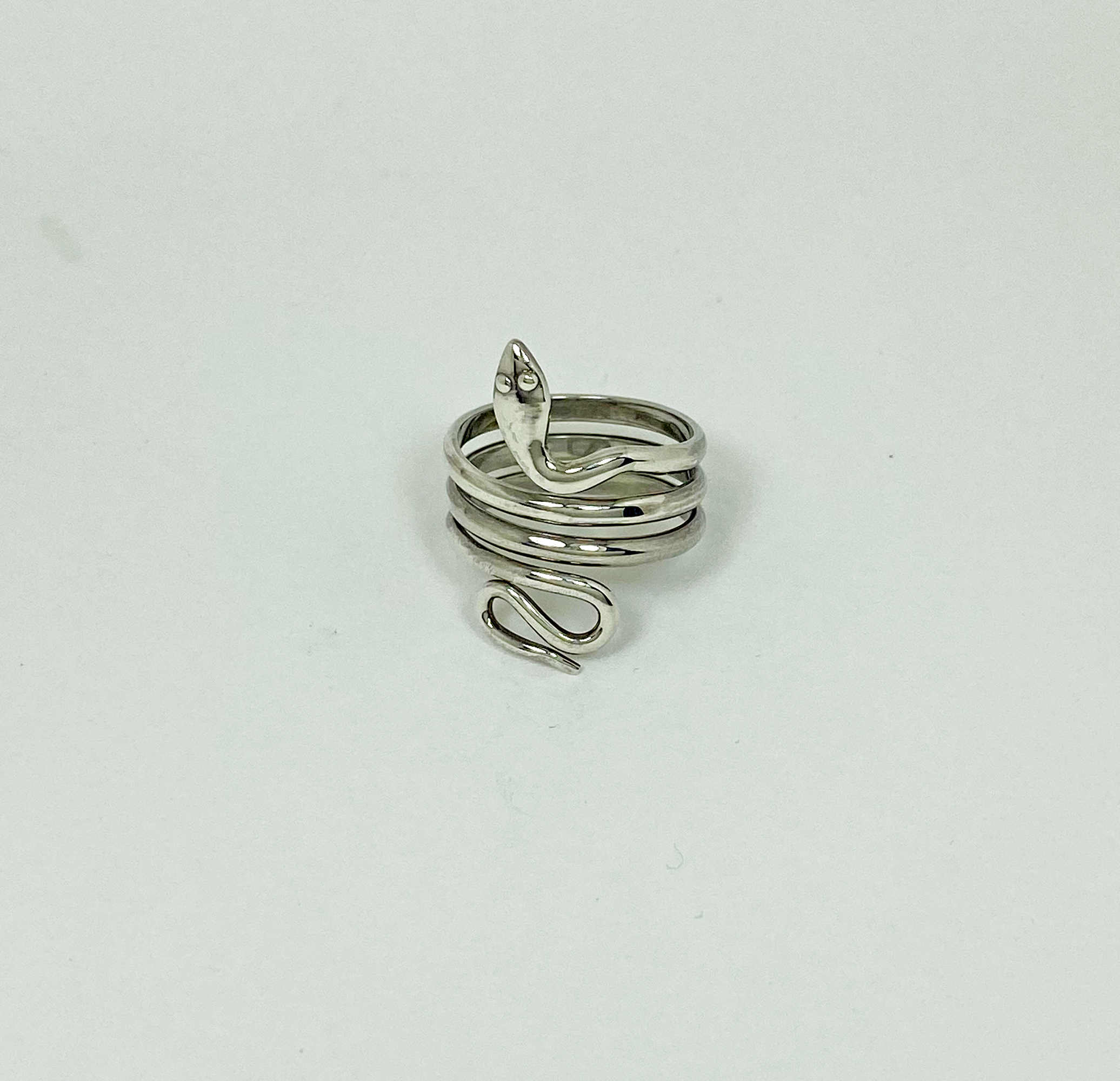 Sup Silver Snake Coil Wrap Ring 925 Sterling Silver, Handmade Women Adjustable Ring - Image 3