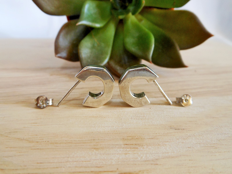 Handmade 925 Sterling Silver Puffied Pentagon Hoop Earrings – Small Geometric Jewelry - Image 6
