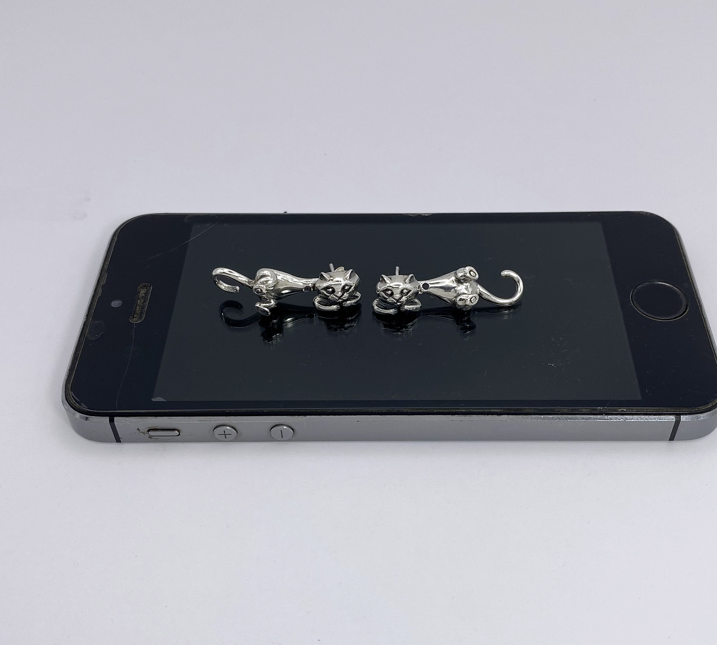 Top view of cat earring jackets set