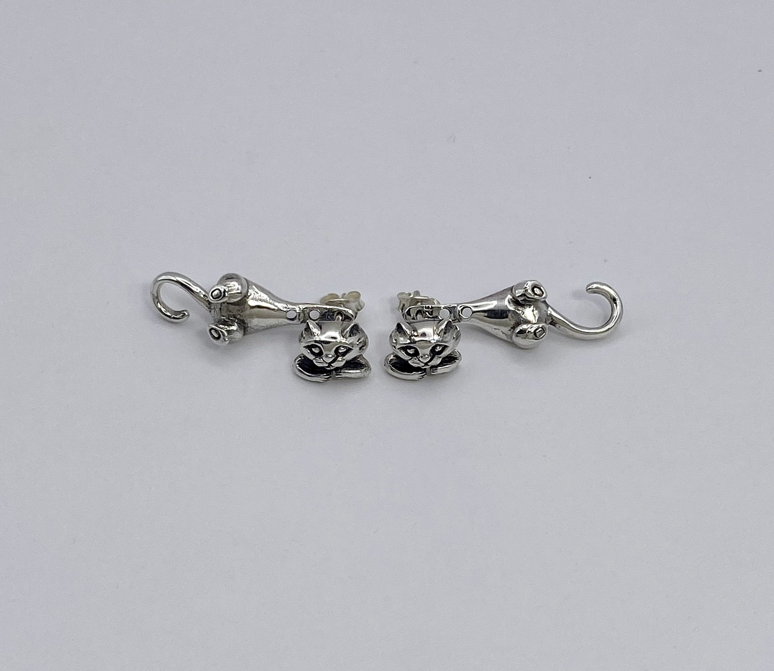 Small 925 sterling silver cat earring pieces