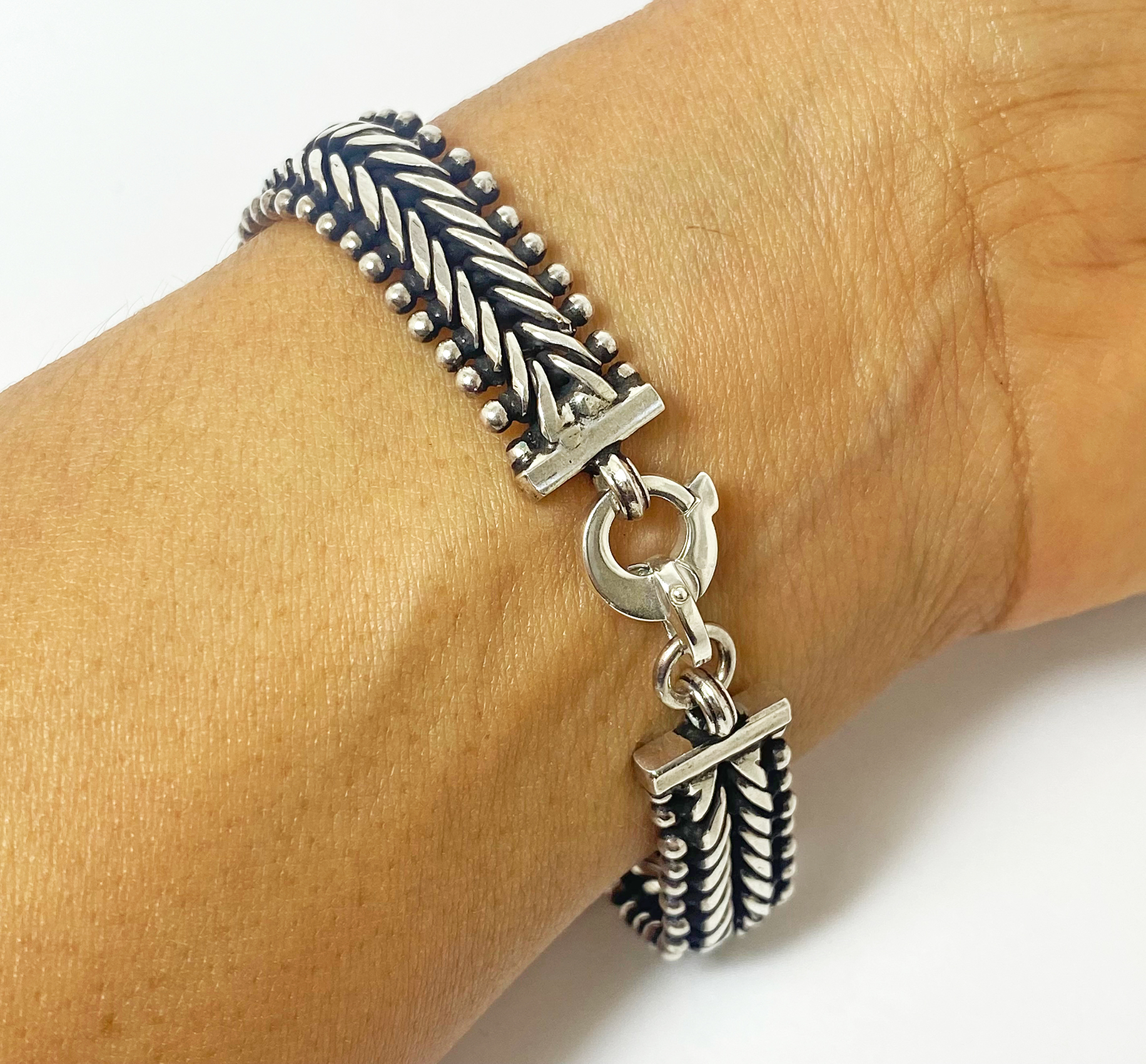 Handmade 925 Sterling Silver Centipede Link Chain Bracelet – Bold Unisex Artisan Jewelry - Image 2