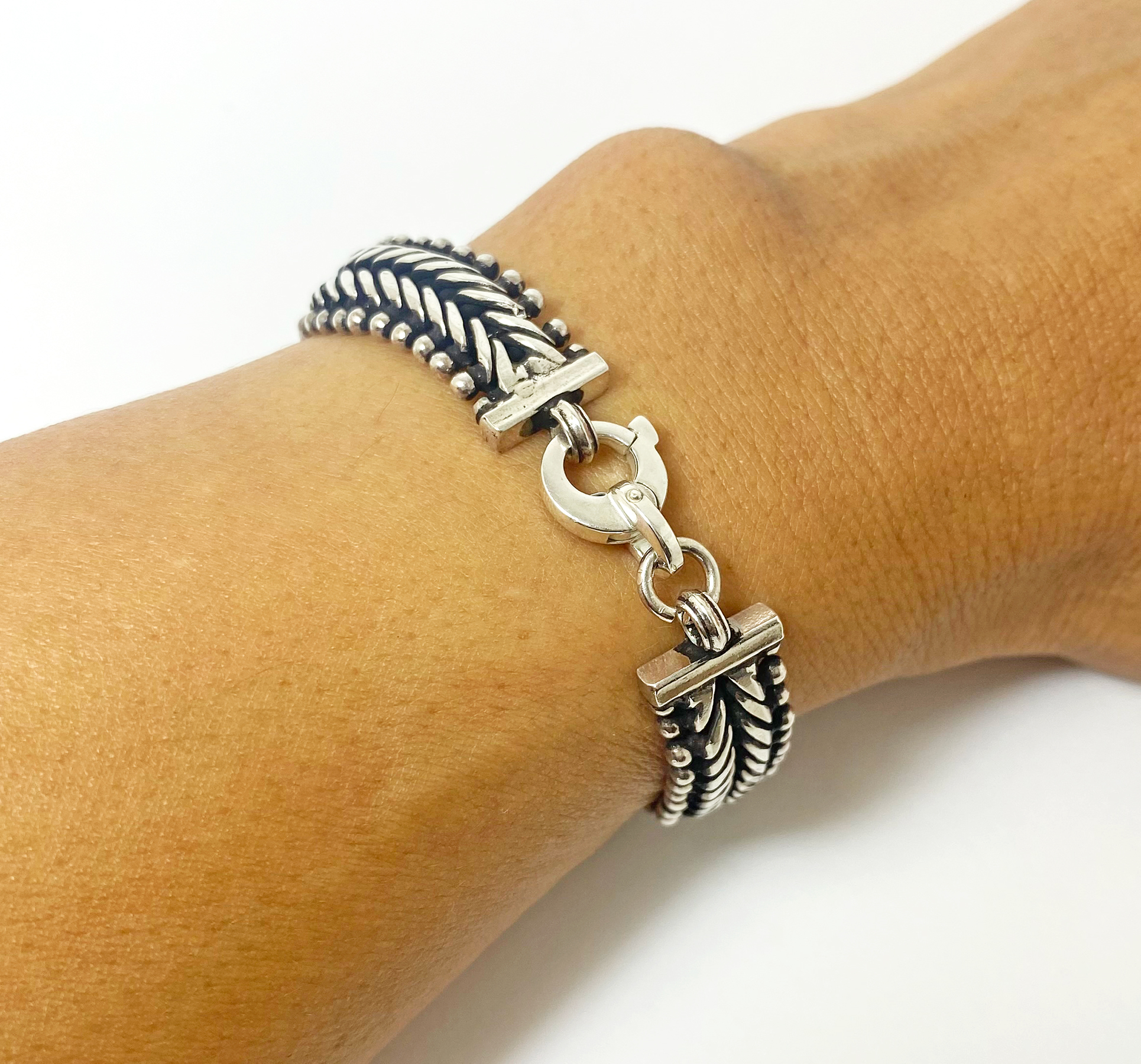 Handmade 925 Sterling Silver Centipede Link Chain Bracelet – Bold Unisex Artisan Jewelry - Image 4