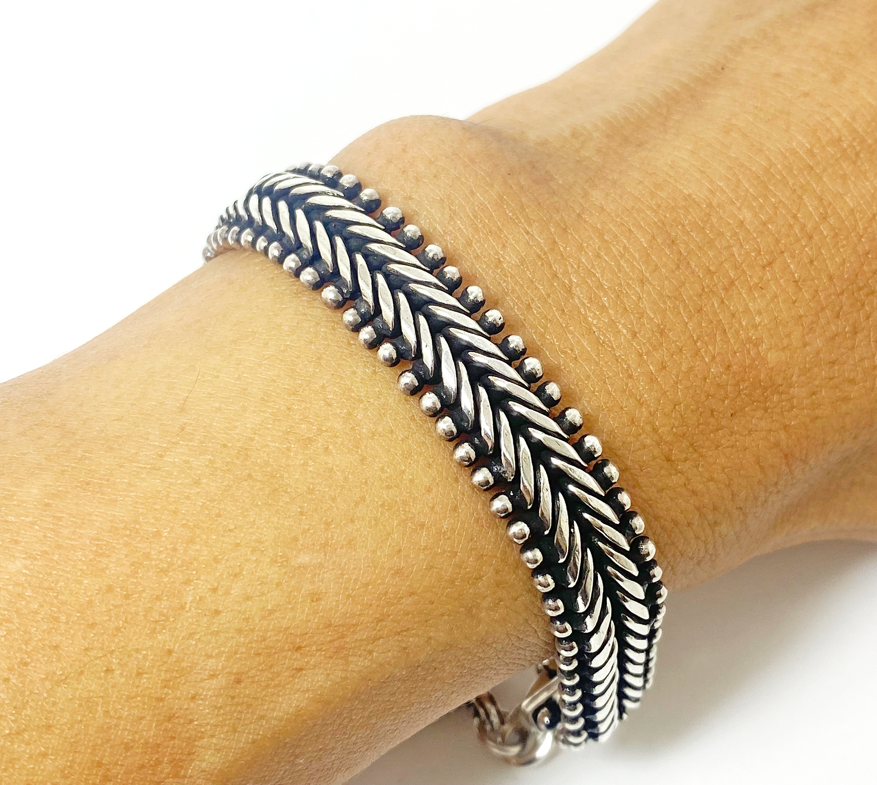 Handmade 925 Sterling Silver Centipede Link Chain Bracelet – Bold Unisex Artisan Jewelry