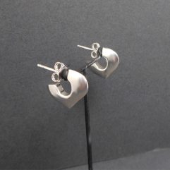 Minimalist Puffy Heart Open Hoop Stud Earrings – Handmade 925 Sterling Silver Jewelry