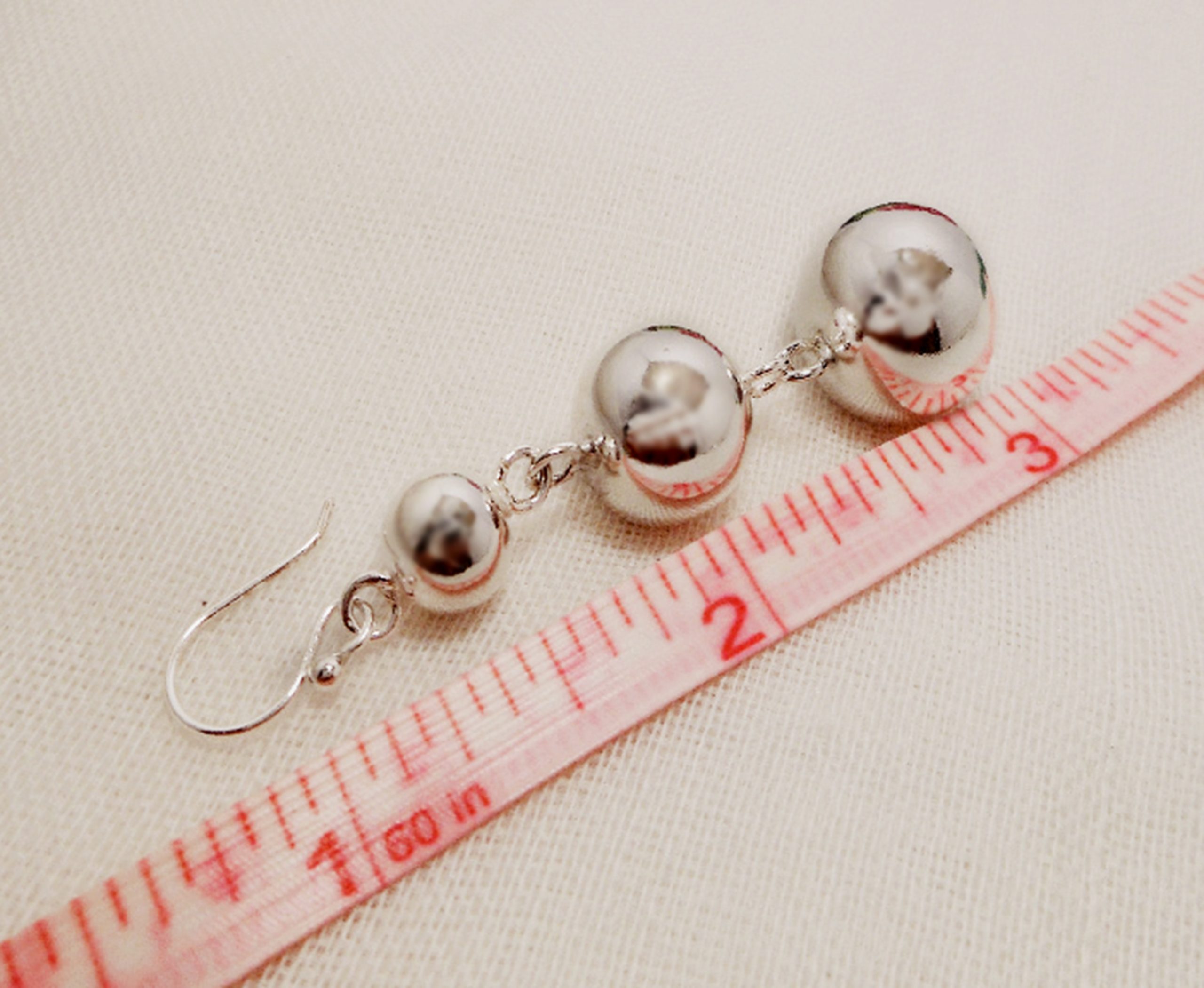 Triple Ball Dangle Earrings – 925 Sterling Silver Tapered Drop Earrings | Sup Silver - Image 6