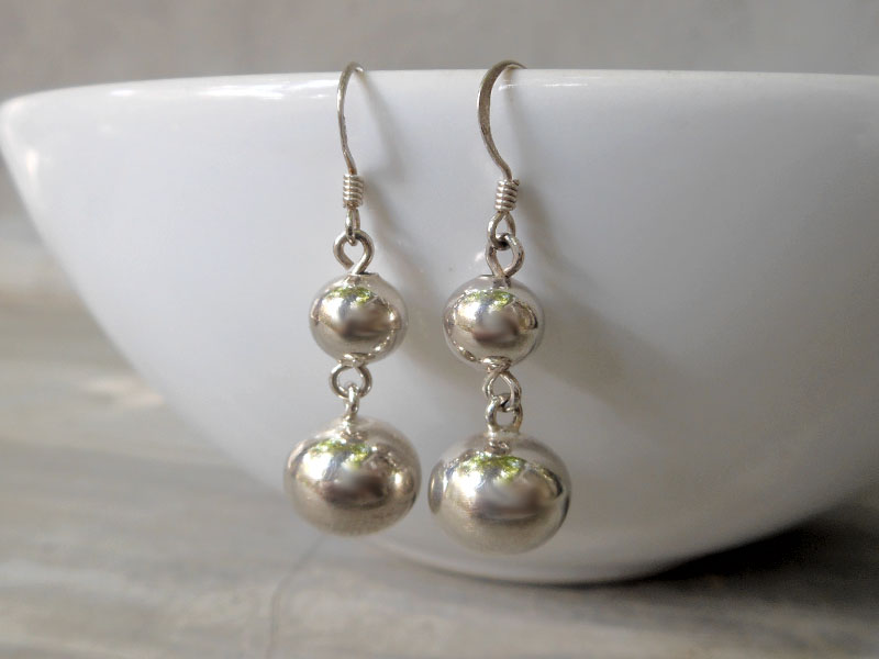 Double Ball Earrings – 925 Sterling Silver Tapered Dangle Drop Earrings | Sup Silver - Image 6